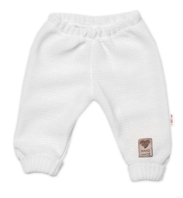Baby Nellys Pletené kojenecké kalhoty, bílé, 80/86