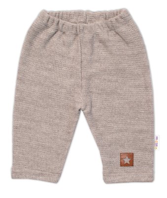 Baby Nellys Pletené kalhoty Hand Made Boy, béžové,68
