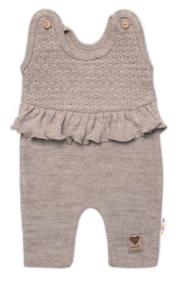 Pletené láclové kalhoty Girl s volánkem, béžové, vel. 74