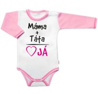 Body dlouhý rukáv s vtipným textem, Máma+Táta, vel. 80, holka