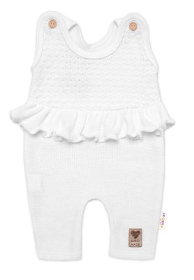 Pletené láclové kalhoty Girl s volánkem, bílé, vel. 68