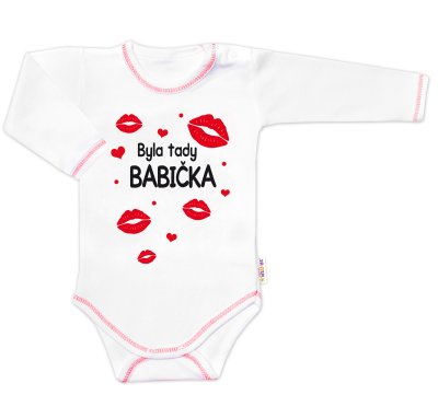 Body dlouhý rukáv s vtipným textem, Byla tady babička, vel. 86