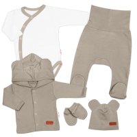 5D Bavlněná souprava pro miminko do porodnice Nature, béžová,50