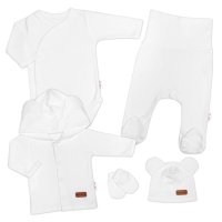 5D Bavlněná souprava pro miminko do porodnice Nature, bílá, 56