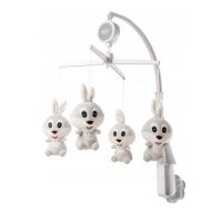 Plyšový kolotoč nad postýlku Rabbit - šedo/bílý