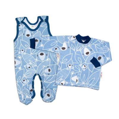 2D sada, bavlněné dupačky s košilkou Medvídek, modrá, 56