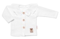 Baby Nellys Pletený svetřík s volánkem Girl, bíly,74