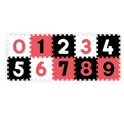 Babyono Pěnové puzzle, podložka - Čísla, 10ks, černá/červená/bílá