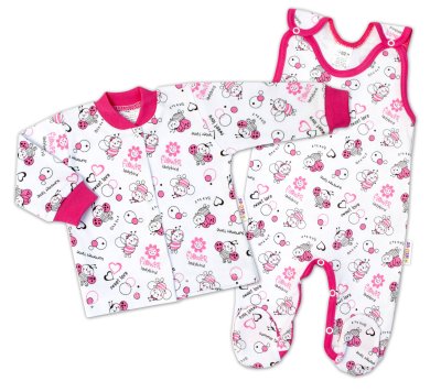 2D sada, bavlněné dupačky s košilkou Berušky, bílá, 68