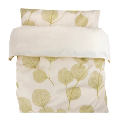 Povlečení do postýlky, 2D sada bavlna - Leafs, ecru/zelená