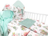 6D sada do postýlky s dárkem, 120x90 - Exotika, bílá/mátová