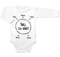 Body dl.rukáv s vtipným textem, Tati, to dáš! - bílé, vel. 86