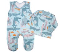 2D sada, bavlněné dupačky s košilkou Krokodýl Eda, mint, 62