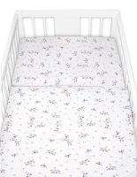 Povlečení do postýlky, 2D sada bavlna - Levandule, bílá/fialová