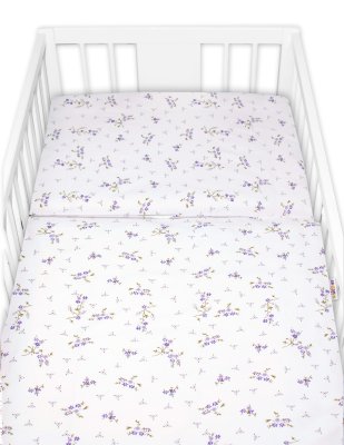 Povlečení do postýlky, 2D sada bavlna - Levandule, bílá/fialová