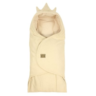 Zavinovací deka s kapucí, 100x115 cm, Kralovská koruna, béžová