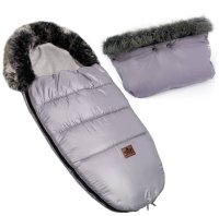 Zimní fusak s kožešinou, rukávník zdarma, 50 x 100cm, šedý