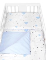 Povlečení do postýlky, bavlna, 2D sada I love Boy, modrá/bílá