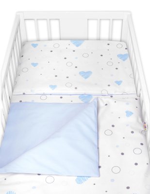 Povlečení do postýlky, bavlna, 2D sada I love Boy, modrá/bílá