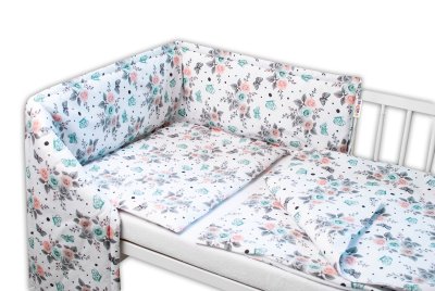 3D sada Mantinel s povlečením - Růžičky, bílé, 120x90cm