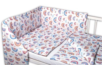 Mantinel s povlečením 3D - Duha, pastelová/bílá