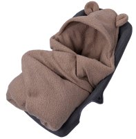 Oteplený fusák, deka s kapucí do autosedačky Beránek- hnědý