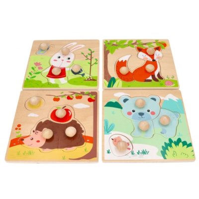 Dřevěné zábavné vkládací puzzle 4 roční období