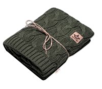 Bambusová dětská pletená deka, pletený cop, 80x100 cm, khaki