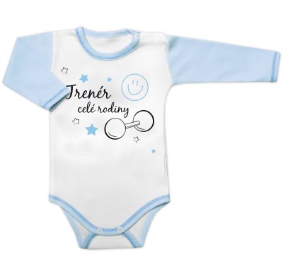 Body dl. rukáv s vtipným textem, Trenér celé rodiny, vel. 74