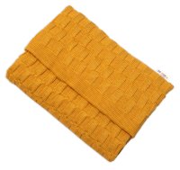 Luxusní bavlněná pletená deka,CUBE, 80 x 100 cm - hořčicová