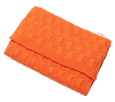 Luxusní bavlněná pletená deka,CUBE, 80 x 100 cm - orange