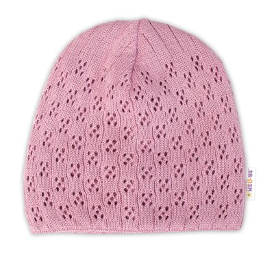 Ažurková čepice, dvouvrstvá, bavlna, starorůžová, vel. 92/98