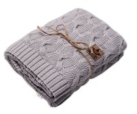 Bambusová dětská pletená deka, pletený cop, 80x100 cm, šedá