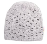 Ažurková čepice, dvouvrstvá, bavlna, šedá, vel. 104/110