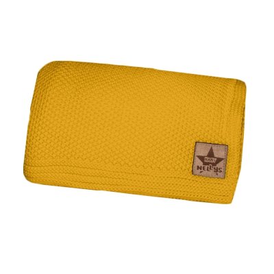 Bavlněná deka, dečka pletená, BASIC, 80x90cm, hořčicová