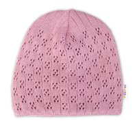 Ažurková čepice, dvouvrstvá, bavlna, starorůžová, vel. 74/86