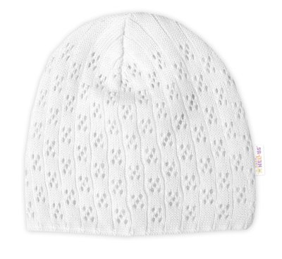 Ažurková čepice, dvouvrstvá, bavlna, bílá, vel. 74/86