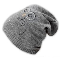 Baby Nellys Jarní/podzimní čepice Sovička - šedý melírek