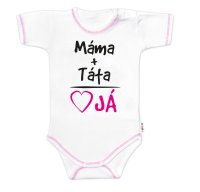 Body krátký rukáv s vtipným textem, Máma+Táta, vel. 74, holka