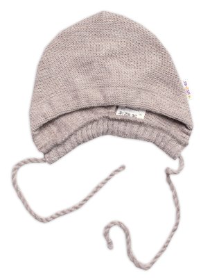 Baby Nellys Pletená čepička bonetka Boy, béžová, 68/74