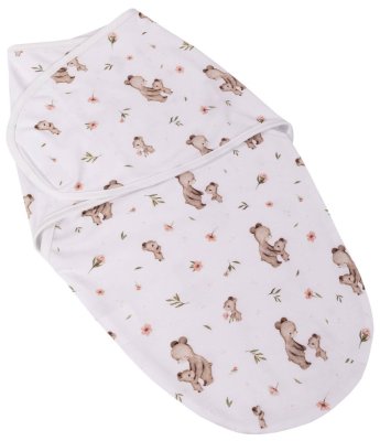 Bavlněný zavinovací vak, zavinovačka Mommy Bear, bílá/hnědá