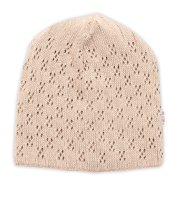 Ažurková čepice, dvouvrstvá, bavlna, cappuccino, vel. 92/98