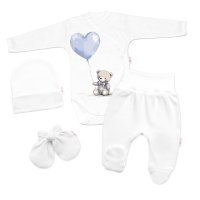 Sada do porodnice pro miminko 4D Teddy Love - bílá/modrá, 62
