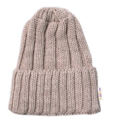 Zimní nadčasová čepice Mom and Baby, béžová