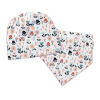 Baby Nellys Dvouvrstvá čepice + šátek Palouček, smetanová,104/110