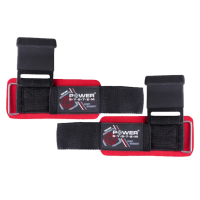 Power System Posilovací háky na cvičení Hardcore Hooks červené - L