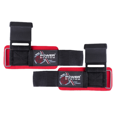 Power System Posilovací háky na cvičení Hardcore Hooks červené - L