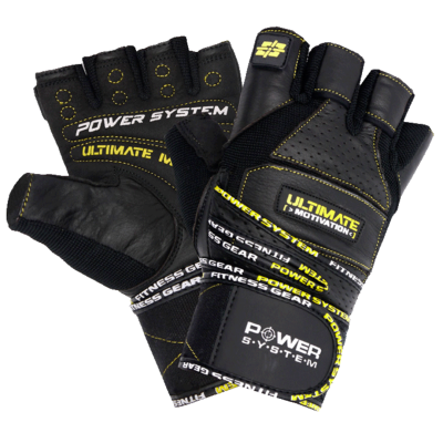 Power System Fitness rukavice ULTIMATE MOTIVATION černožluté - XL