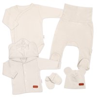 Baby Nellys 5D Bavlněná souprava pro miminko do porodnice Nature, ecru, 62