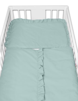 Baby Nellys 2-dílné bavlněné povlečení s volánkem SOFT,  mint, vavřínová
